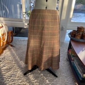 Talbots - Wool plaid skirt in tan and brown - Made in Japan - 10